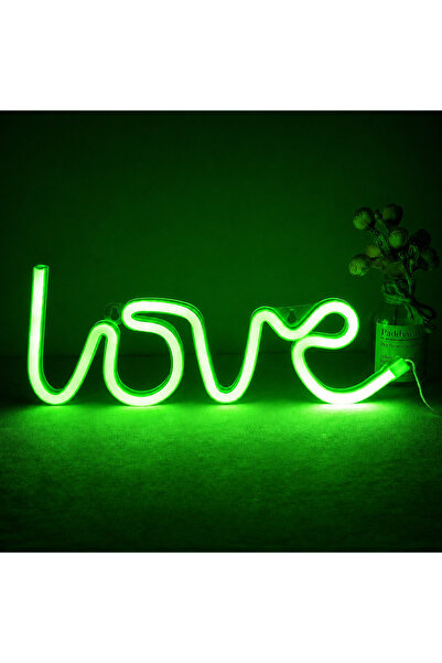 Love Yazı Neon Dekoratif Duvar Aydınlatması/3D Baskı Neon Led Işık - 25 x 10 cm
