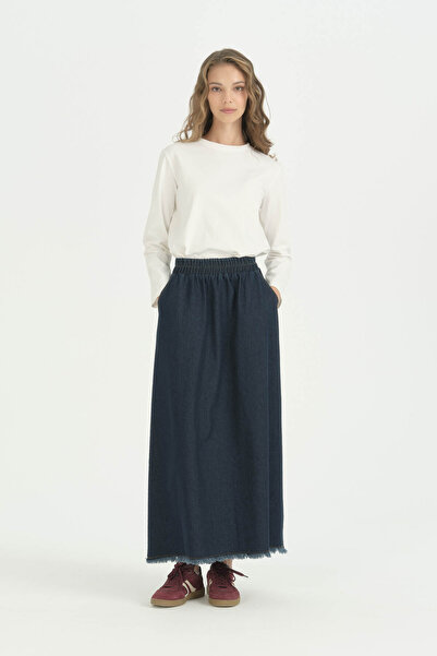 Nihan A-Line Denim Skirt - Indigo