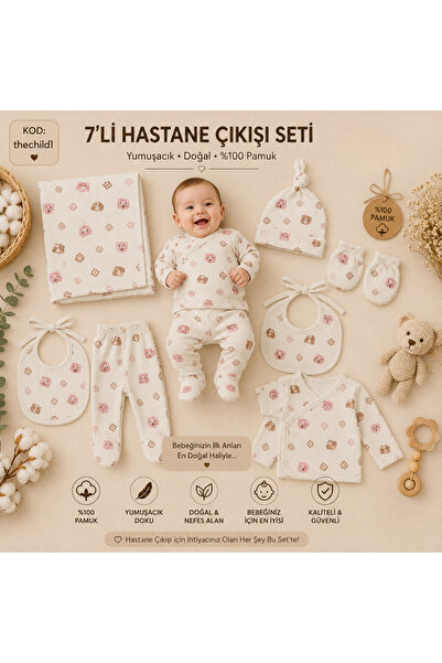 thechild baby collection Yenidoğan Bebek %100 Organik Pamuklu 7’li Hastane Çı...