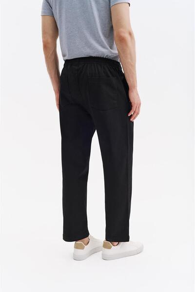 GIESTO basic™ BELİ LASTİKLİ GABARDIN SİYAH PANTOLON