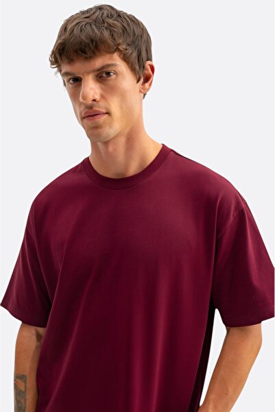 GIESTO de bază ™   Tricou oversize cu mânecă scurtă, roșu claret