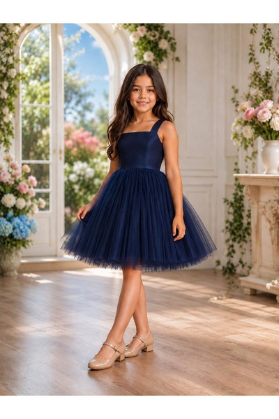 SUNEH Girl's Square Neck Dense Tulle Short Candy Dress