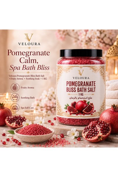 Veluora POMEGRANATE SPA SALT 1KG – REFRESHING & REVITALIZING BATH SALT FOR BO...
