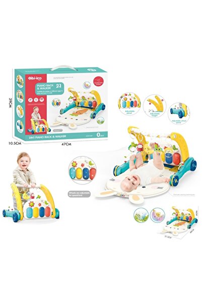 Onetick Piyanolu 2in1 Bebek Yürüteci ve Tavşan Desenli Oyun Halısı