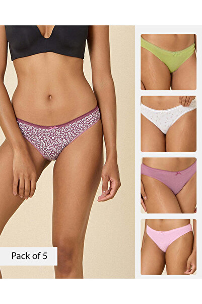 REDTAG Women Assorted 5 Pack Cotton Boyleg Briefs
