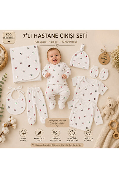 thechild baby collection Yenidoğan Bebek %100 Organik Pamuklu 7’li Hastane Çı...