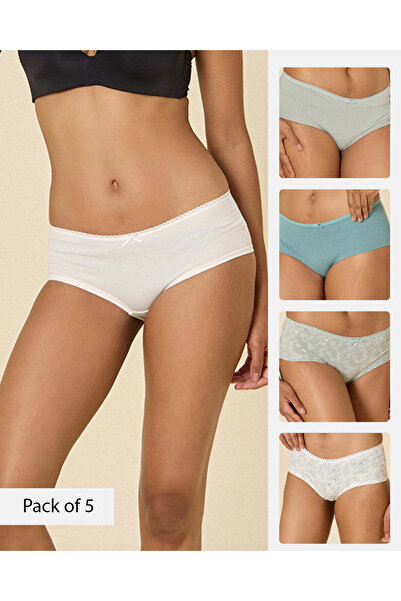 REDTAG Women Assorted 5 Pack Cotton Boyleg Briefs