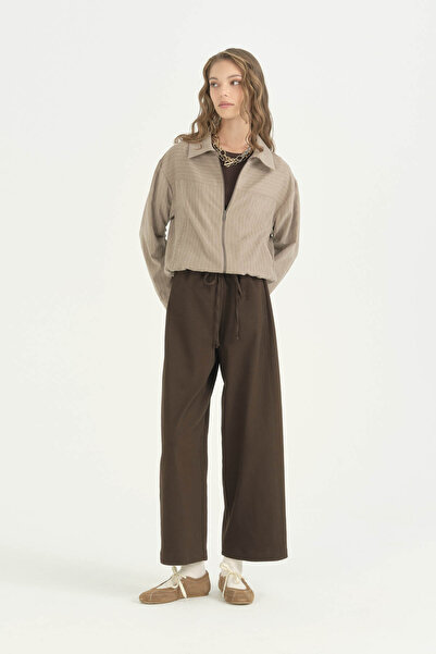 Nihan Striped Short Jacket - Mink