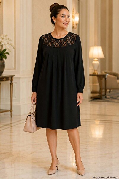 Mossta Detaljna mini haljina od čipke - crna