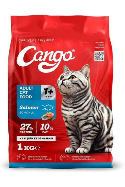 Cango طعام القطط البالغة - وصفة السلمون، 1 كجم - تغذية غنية بالأوميغا للقطط ا...