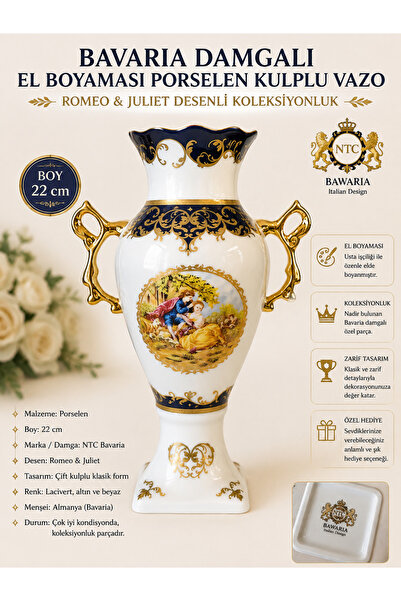Atak Hediyelik Bavaria Damgalı Romeo & Juliet Desenli El Boyaması Porselen Ku...