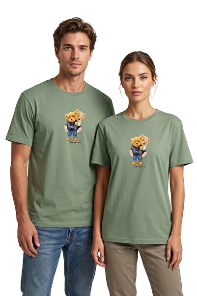 DK DAKSEL Tricou Gaga cu imprimeu cu doi ursuleți, 100% bumbac, croială confo...
