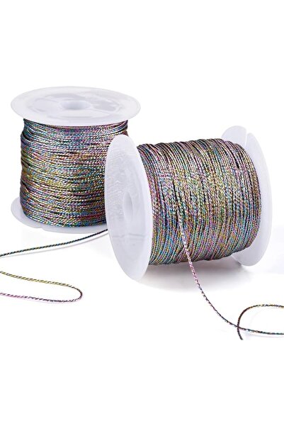 KASTWAVE 2 Rolls Metallic Cord Twine, Colored Craft String Tinsel String, Met...