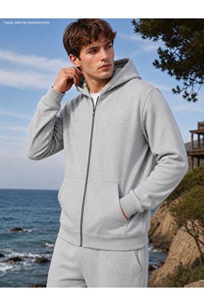 TREND EMMODA Men's Hooded Zippered 2-Thread Non-Padded Seasonal Cardigan