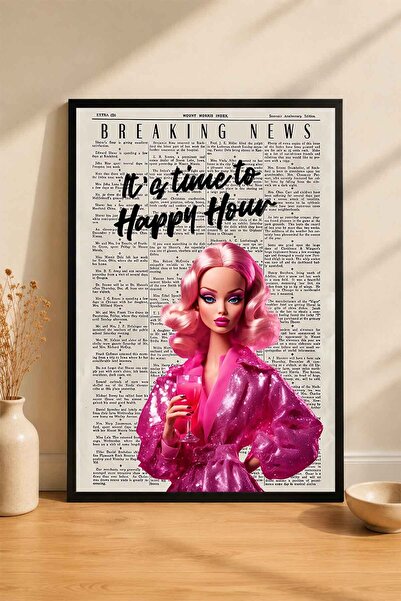 dudekohome Pembe Moda Poster Çerçeveli Tablo Gazete Modern Pop Art Duvar Deko...