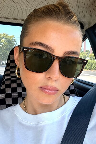 Goldmine Unisex Kare Overglass Güneş Gözlüğü UV400 Leopar Yeşil | Kılıf ve Silme Bezi Hediyeli