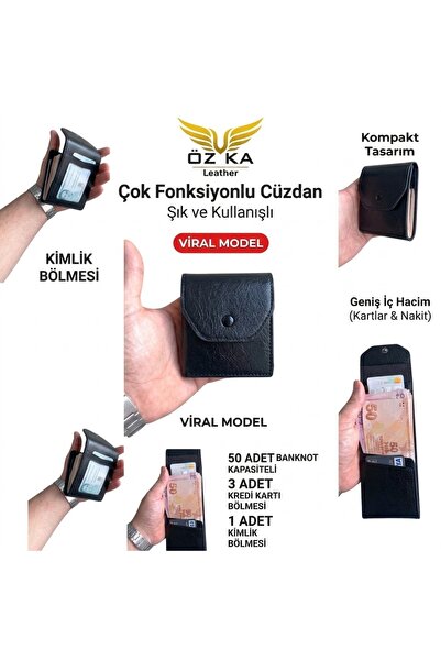 ÖZ-KA LEATHER VİRAL CUZDAN SİYAH ( KARTLIKLI BANKNOT CÜZDANI) PORTFÖY KARTLIK