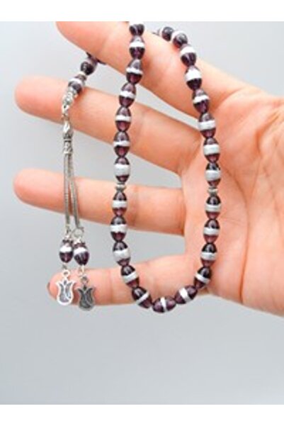 Stoneage Sürmeli Glass Flexible String Rosary - Purple -