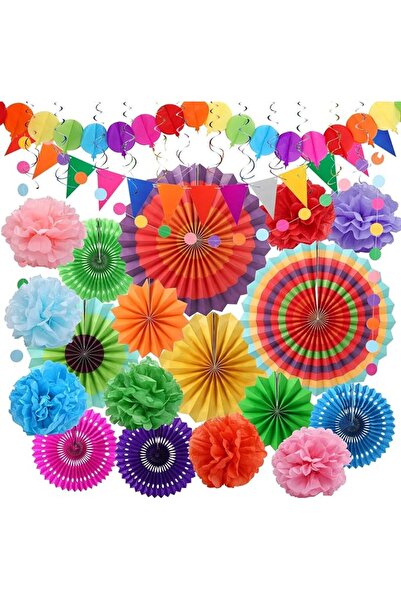 AZONEE Party Decorations Festival Accessories, 33pcs Birthday Fiesta Bunting ...