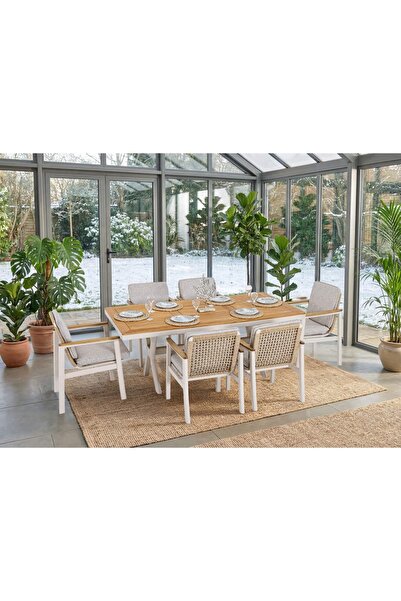 Balconica Astoria Alüminyum Balkon Bahçe Yemek Takımı 6 Kişilik