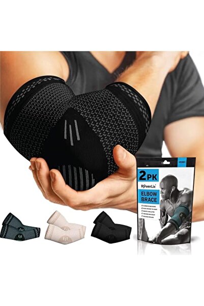 POWERLIX 2Pack Elbow Orthopedic Brace Compression Support (Pair) - Elbow Slee...