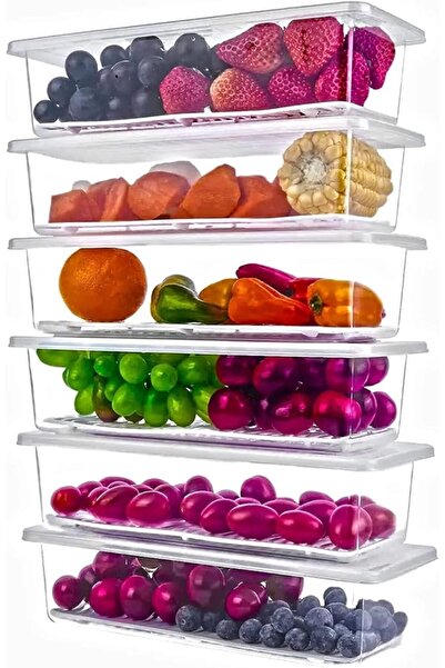 Xiran 6 Fridge Storage Boxes Fridge Organizer With Removable Drain Plate&Lid ...