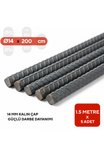 mm demir market 14 mm Nervürlü İnşaat Demiri 1,5 Metre 5 Adet – Bahçe, Bitki ...