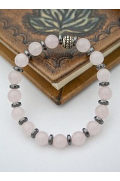 Stoneage Pink Quartz and Hematite Stone Bracelet - Multicolored