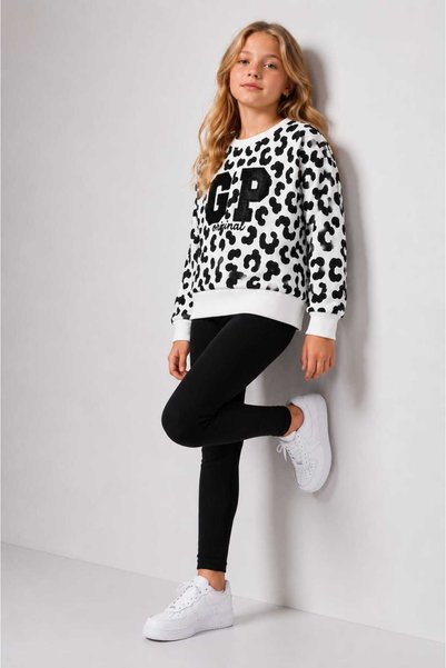 CoolCix Black Leopard Print Leggings and Sweatshirt 2-Piece Set