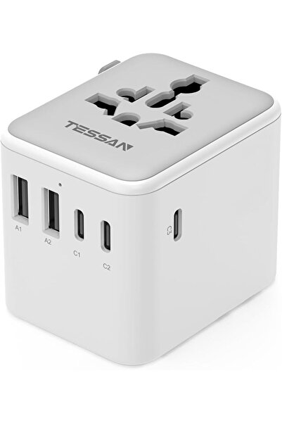 GENERAL Tisan All in One Travel Adapter with 2 USB a and 3 USB C Ports Intern...
