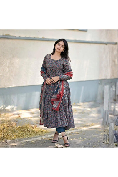 MYSMAR Blue Kurta Set - VRN1037 | Blue-Size:M-38-Inches