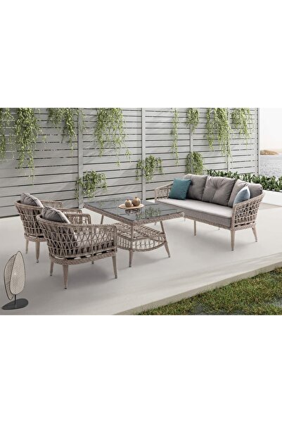Balconica Oslo Rattan Balkon Bahçe Oturma Grubu (3-1-1)