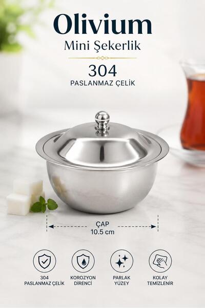 Bulika 304 Paslanmaz Çelik Olivium Küçük (Şekerlik , Hurmalık , Lokumluk) Ev ...