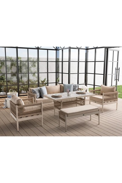 Balconica Lyon Alüminyum Balkon Bahçe Oturma Grubu (3-1-1)