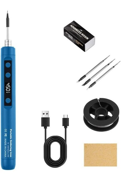 KASTWAVE طقم لحام احترافي لاسلكي، قابل لإعادة الشحن عبر USB Type-C مع شاشة LC...
