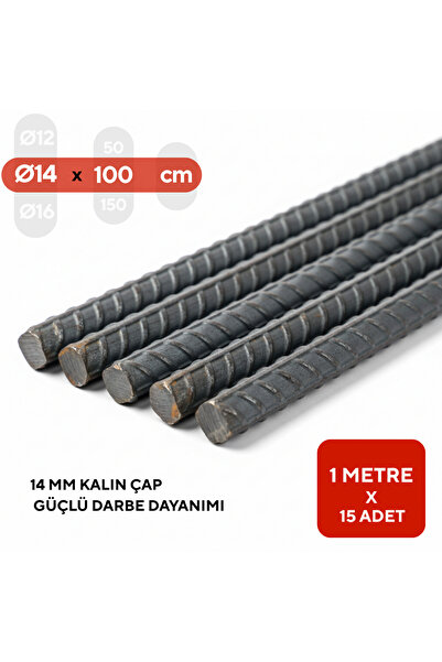 mm demir market 14 mm Nervürlü İnşaat Demiri 1 Metre 15 Adet – Bahçe, Bitki D...