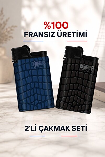 DJEEP Timsah Derisi Dokulu Özel Tasarım Çakmak Seti - Koyu Renkli Baskılı Pre...