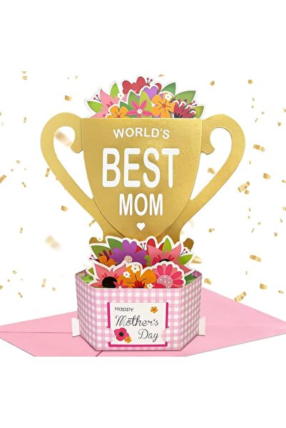 AZONEE بطاقة عيد الأم السعيدة، بطاقات عيد ميلاد ذهبية منبثقة للأم، بطاقة عيد ...