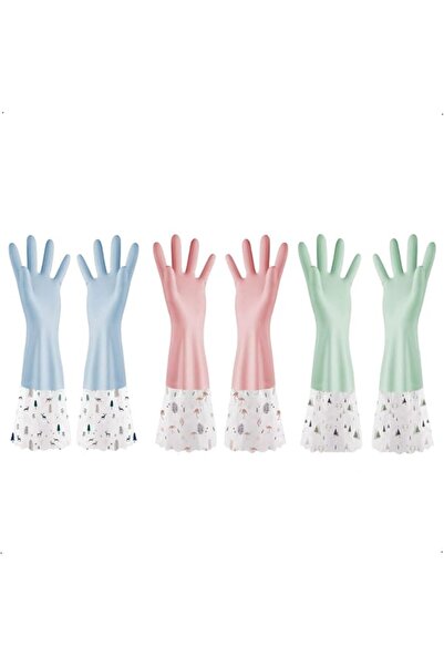 X SPRING Xspring Rubber Cleaning Gloves, 3-Pairs Reusable Waterproof Househol...