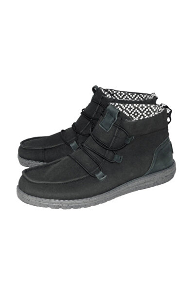HEY DUDE Lea Ankle Booties Women Size 10 Carbon Black Elastic Laces Slip On