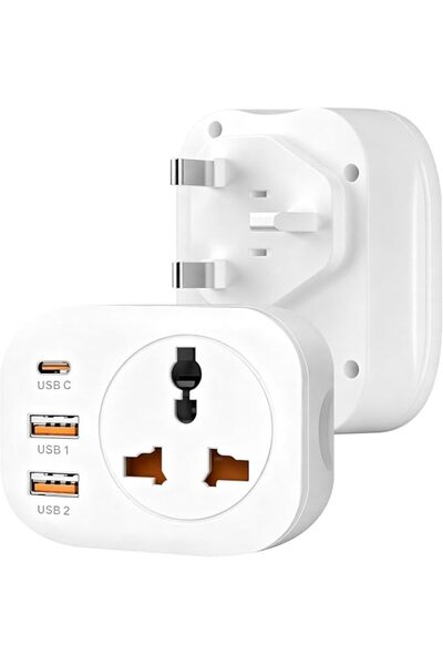 Homarket Universal Travel Adapter,Wall Plug Adapter, 2 USB-A & USB-C