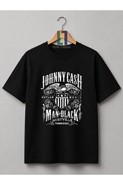 PANDORICA Johnny Cash Retro Baskılı Premium Unisex Tişört