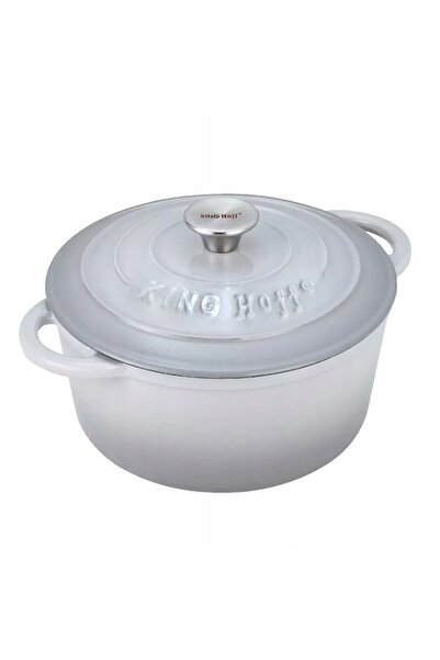 Kinghoff Oală din fontă emailată 24cm Kinghoff, capacitate 4L, culoare gri, î...