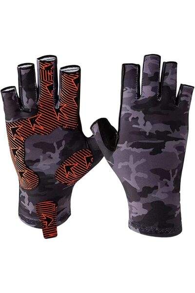SWIUKPHE Anti-Slip Silicone Fishing Gloves for Men Women, UV Sun Protection G...