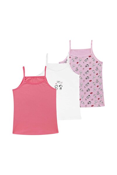 DOMİKİDS Girl's Laundry Cotton Colored Undershirts 3-Pack