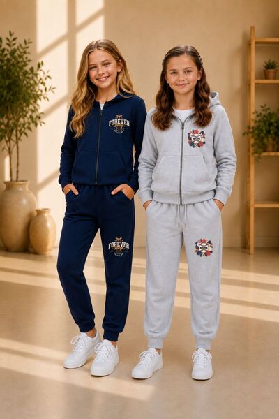 cm buseyiz Busekids Children's Unisex Printed Zippered Hooded 2-Piece Tracksu...