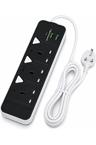 Generic 6-in-1 Socket Extension Plug With 3 Outlets, 2 USB Ports & 1 PD Type-...
