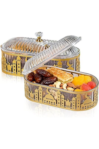 GENERAL قطعتان من صينية تقديم الوجبات الخفيفة الفاخرة من الأكريليك مع غطاء، ص...