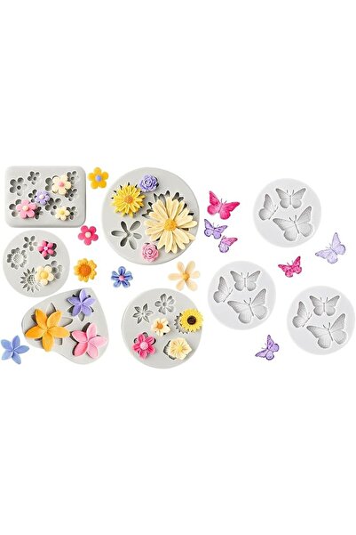 Tazweeq 8 Pcs Silicone Butterfly and Flower Molds, Non Stick Chocolate Molds ...