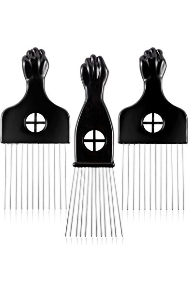 Alybrol 3 Pack Metal Hair Pick - Wide Tooth Afro Pick for Men, Hair pick for ...